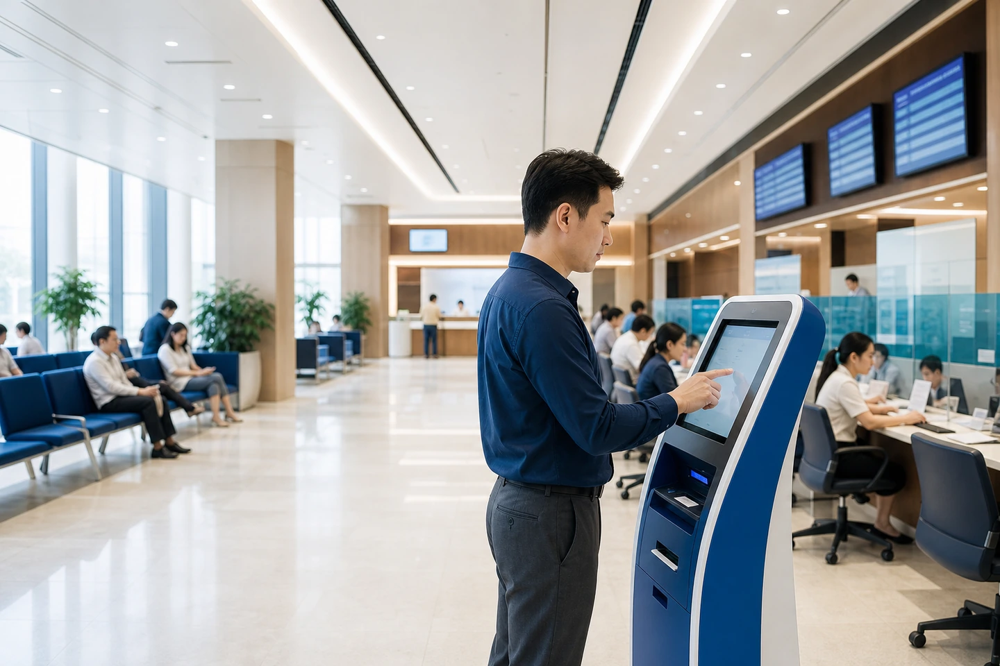 Công dân sử dụng kiosk tại trung tâm hành chính công
